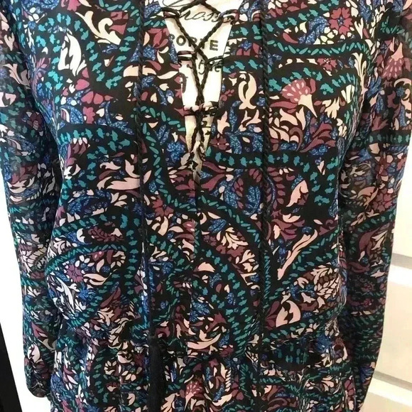 Jessica Simpson NEW Medium Black Romantic Floral Peasant Dress Sheer Lined - Picture 5 of 9